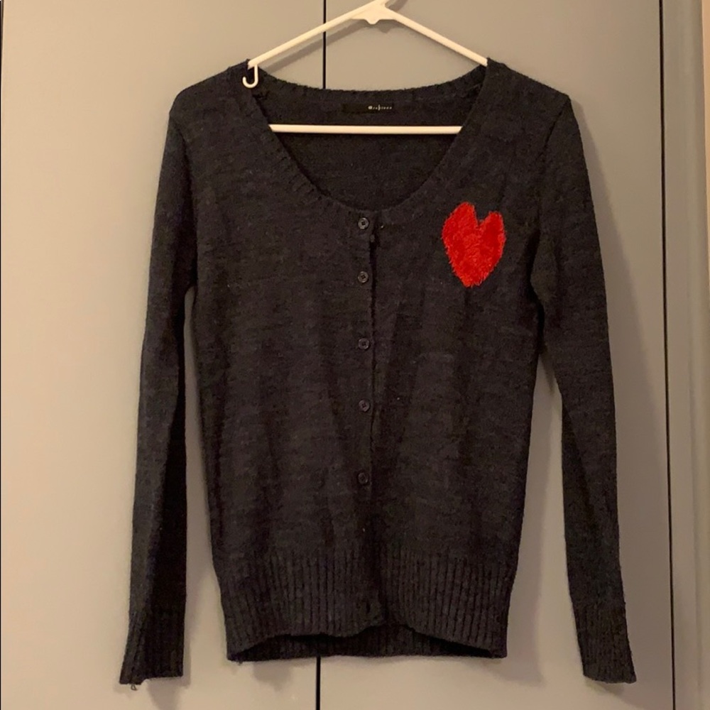 Gray cardigan with heart